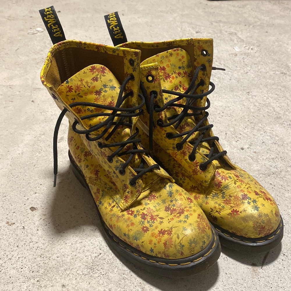 Yellow floral Doc Marten 1460 Boots